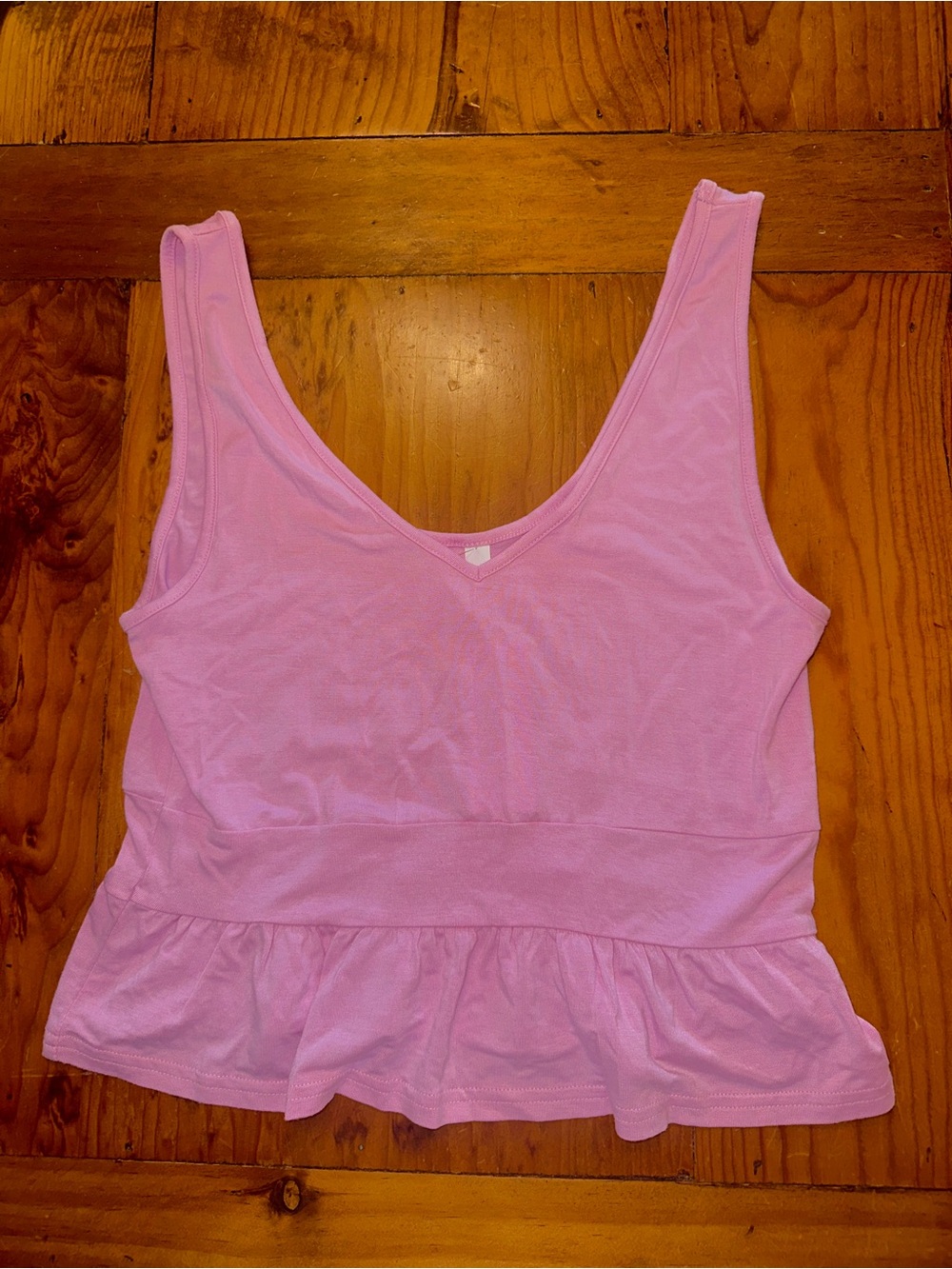 Me to We Women’s Pink V-Neck Peplum Tank Top - Lightweight Summer Layer